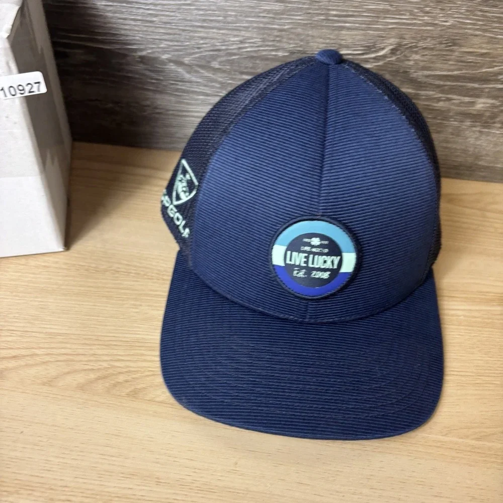 Topgolf Hat Cap Snap Back Trucker Mesh Blue Black Clover Live Lucky Mens Golf